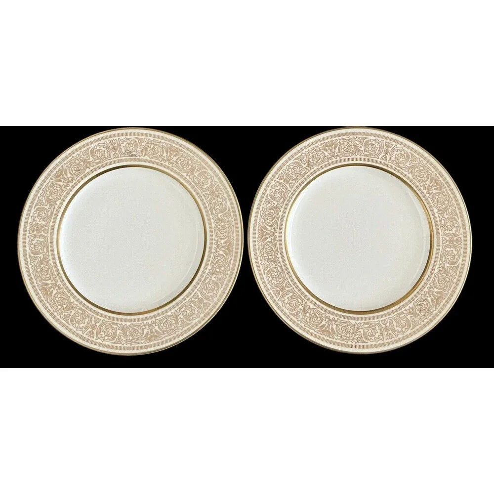 Set Of 2 Vintage Mikasa‎ Narumi Oberlin Gold Rimmed 10-5/8” Dinner Plates